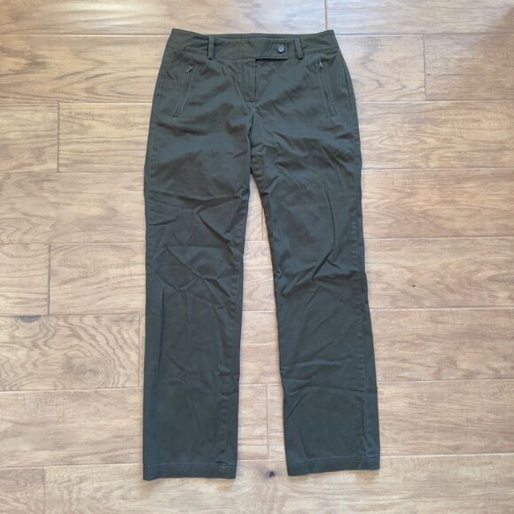 Talbots Pants - Talbots Pants Women's Size 4 Signature Straight Leg Green/Brown Brushed Fabric